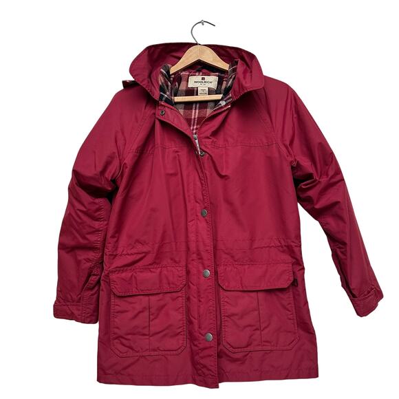 Woolrich Women's Ruby Jacket - Size M - Red, plaid lining Hood - Picture 1 of 12